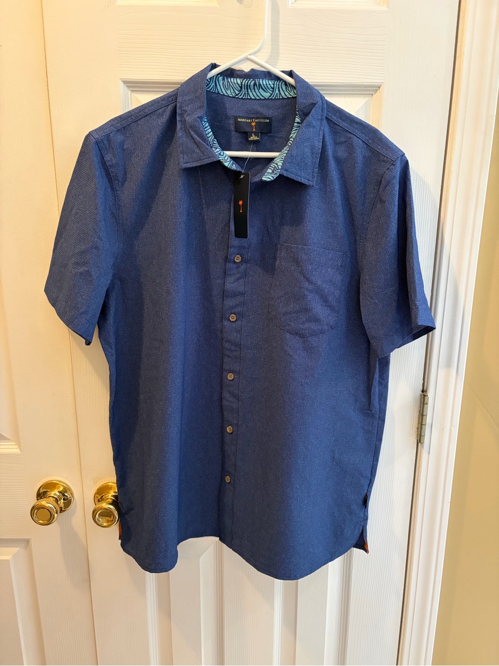 Margaritaville Blue Short-Sleeve Button-Up Shirt
